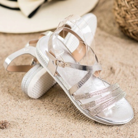 SHELOVET Cómodas sandalias plateadas gris 3