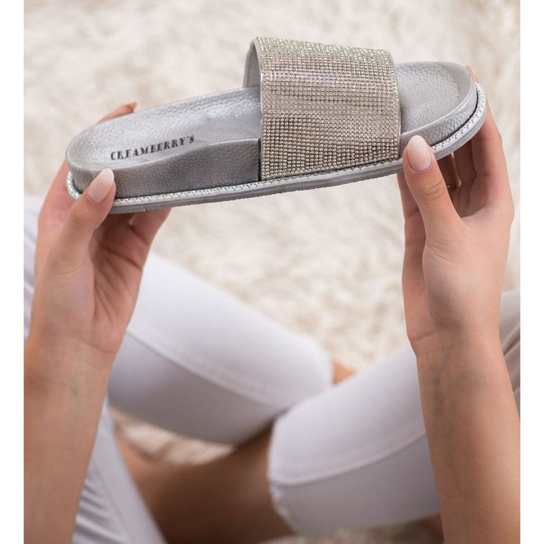 Creamberry'S Pantuflas Plateadas Con Cristales gris 1