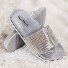 Creamberry'S Pantuflas Plateadas Con Cristales gris 2