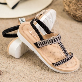 SHELOVET Sandalias sin cordones con cuentas negro 4