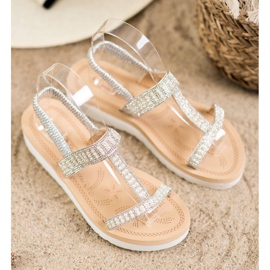 SHELOVET Sandalias sin cordones con cuentas gris 4