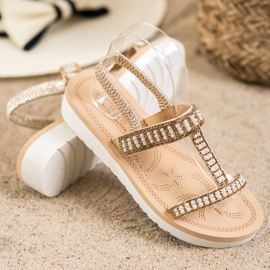 SHELOVET Sandalias sin cordones con cuentas amarillo 4