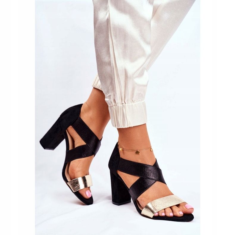 EVE Sandalias Mujer Ante Slip On Negro Dorado Varina amarillo 1