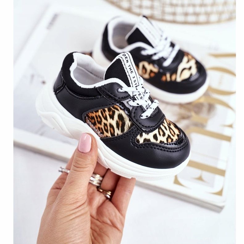FRROCK Zapatos deportivos negros con estampado de leopardo de penny para niños blanco 2