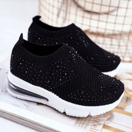 FRROCK Zapatillas Deportivas Infantiles Linda Negra Con Circonita Cúbica negro 3
