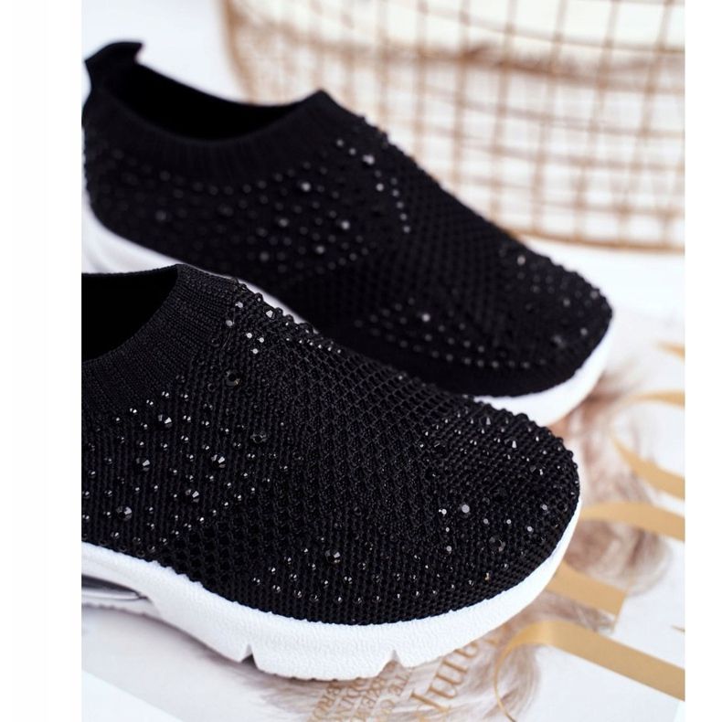 FRROCK Zapatillas Deportivas Infantiles Linda Negra Con Circonita Cúbica negro 1