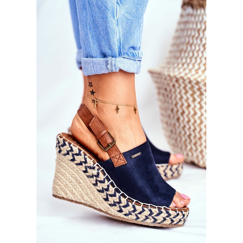 Sandalias Mujer Con Cuña Big Star Azul Marino FF274980 1