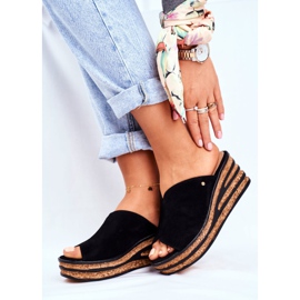 Pantuflas Mujer Piel Con Cuña Nicole 2559 Negro Limonada 2
