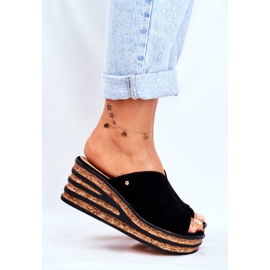 Pantuflas Mujer Piel Con Cuña Nicole 2559 Negro Limonada 3