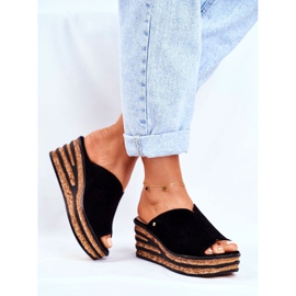 Pantuflas Mujer Piel Con Cuña Nicole 2559 Negro Limonada 4