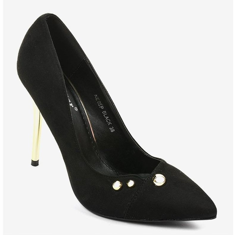 Tacones altos clásicos negros con tachuelas NE05P 2