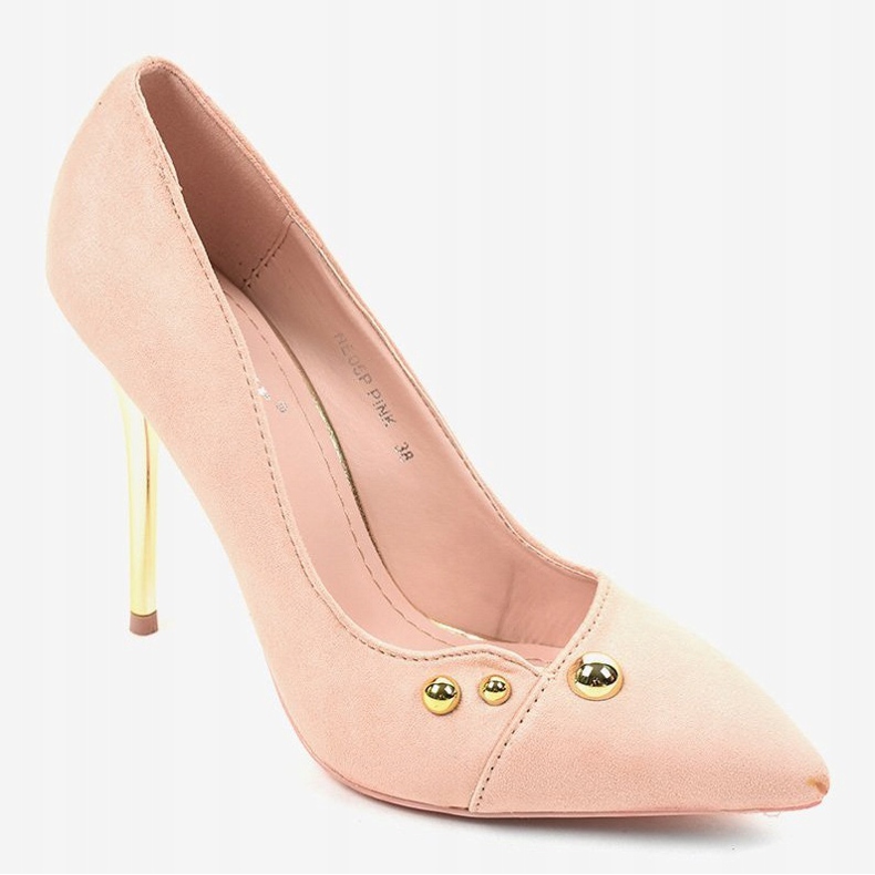 Tacones altos clásicos rosas con tachuelas NE05P rosado 1