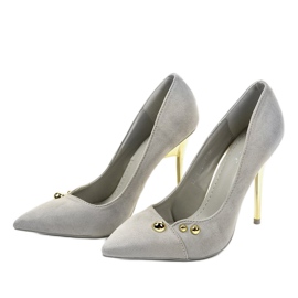 Tacones altos clásicos grises con tachuelas NE05P 2
