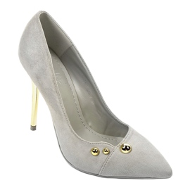 Tacones altos clásicos grises con tachuelas NE05P 1