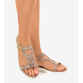 Sandalias planas champán adornadas 127-88 rosa 2