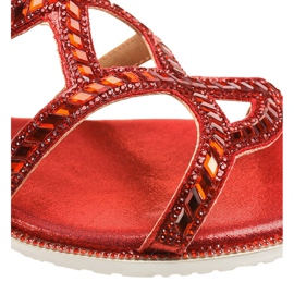 Sandalias planas rojas con circonitas M-5233 rojo 5