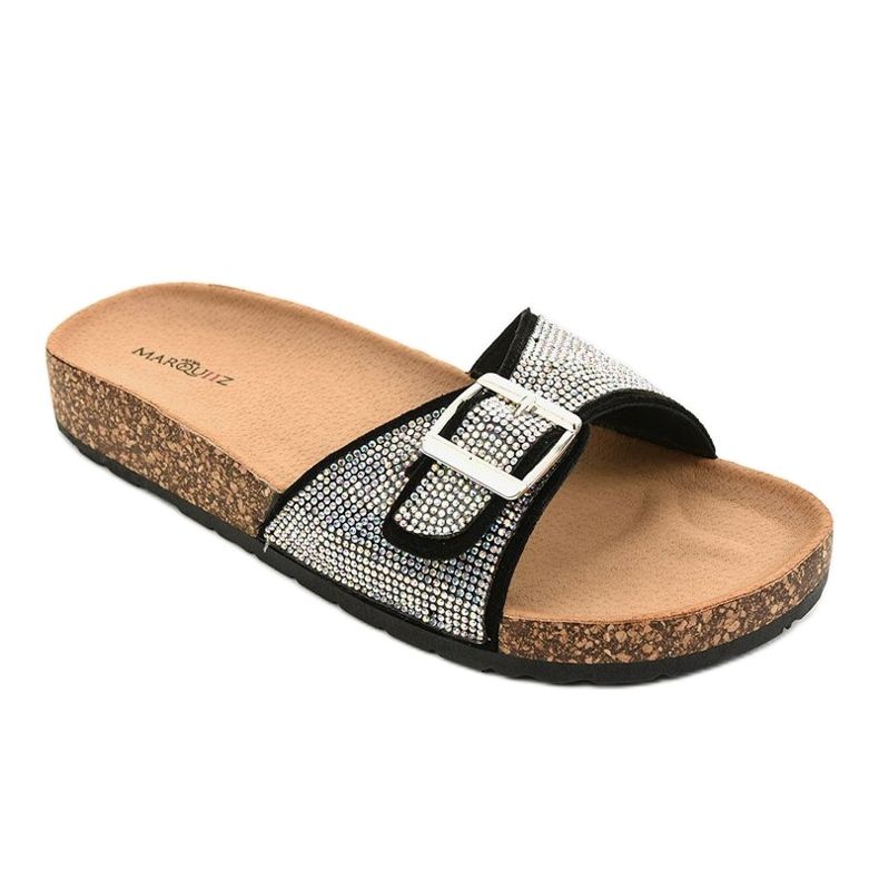 Zapatillas negras con suela de corcho L-1032 negro 1 Zapatillas negras con suela de corcho L-1032 negro 1