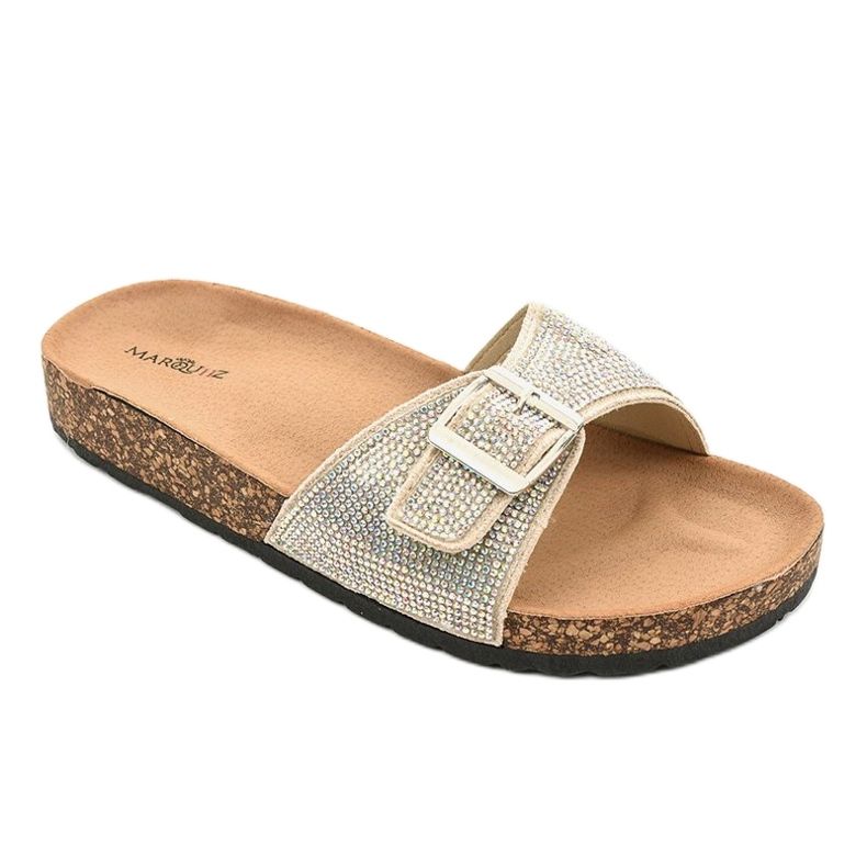 L-1032 pantuflas beige con suela de corcho 1