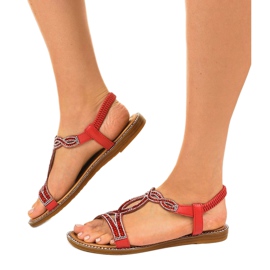 Sandalias rojas sin cordones con circonita FM4148 rojo 2