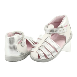 Mazurek Sandalias de cuero blanco y plateado para niñas 245 3