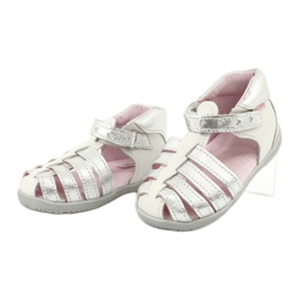 Mazurek Sandalias de cuero blanco y plateado para niñas 245 2