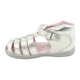 Mazurek Sandalias de cuero blanco y plateado para niñas 245 1