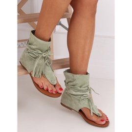 SEA Sandalias de Mujer Chanclas con Vástago Verde SL1011 Madrit 5