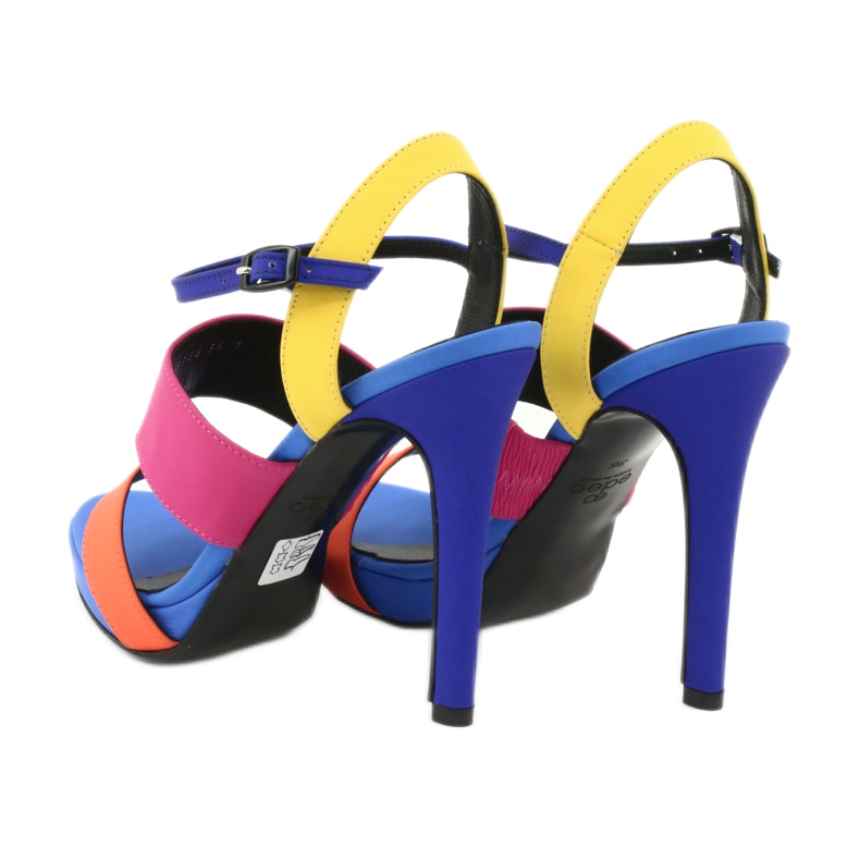 Sandalias altas de piel en el talón Edeo 3338 azul naranja rosa amarillo 3