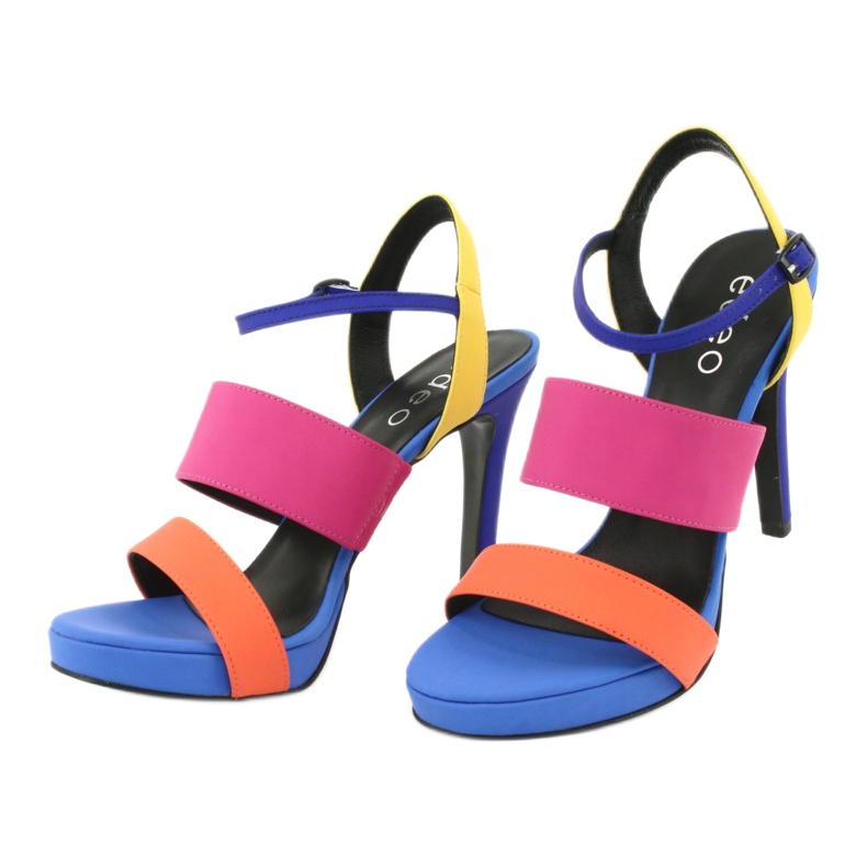 Sandalias altas de piel en el talón Edeo 3338 azul naranja rosado amarillo 1