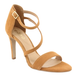 Edeo Sandalias de cuero para mujeres en Szpilka 3344 Rude amarillo 1
