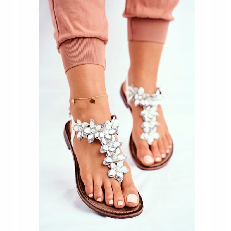 EVE Sandalias De Mujer Elegantes Chanclas Con Flores Blanco Soleado 2