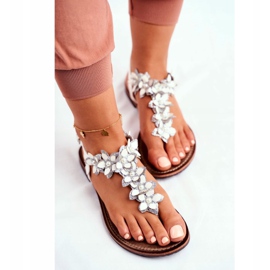 EVE Sandalias De Mujer Elegantes Chanclas Con Flores Blanco Soleado 4