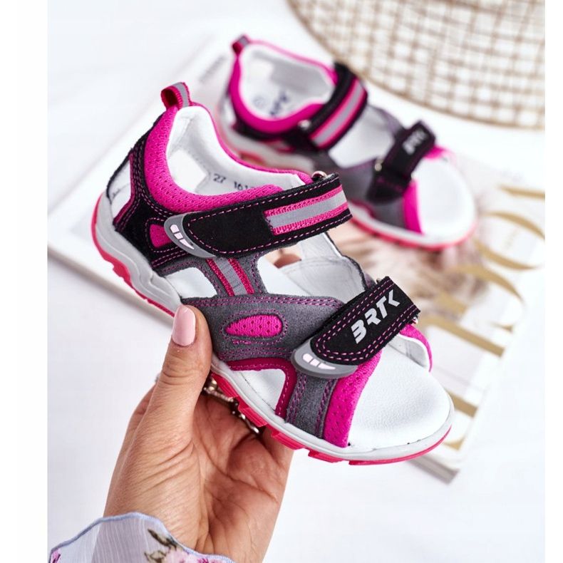 Bartek S.A. Sandalias Infantiles Para Niña Profiláctica Bartek T-16176-7 / 77G negro rosa gris 2