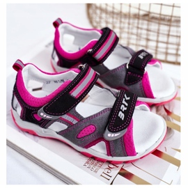 Bartek S.A. Sandalias Infantiles Para Niña Profiláctica Bartek T-16176-7 / 77G negro rosado gris 1
