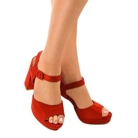 Sandalias rojas sobre ante de poste 77-102 rojo 1