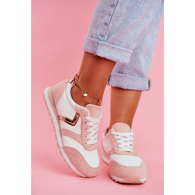 Zapatos Deportivos De Mujer En Ruleta Rosa Blanca blanco rosado 2