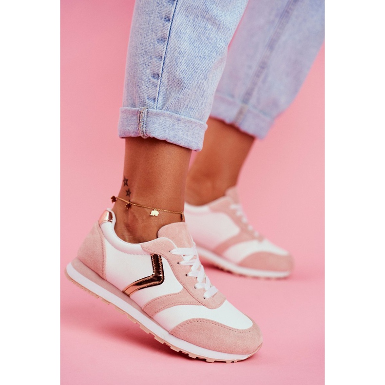 Zapatos Deportivos De Mujer En Ruleta Rosa Blanca blanco rosado 1