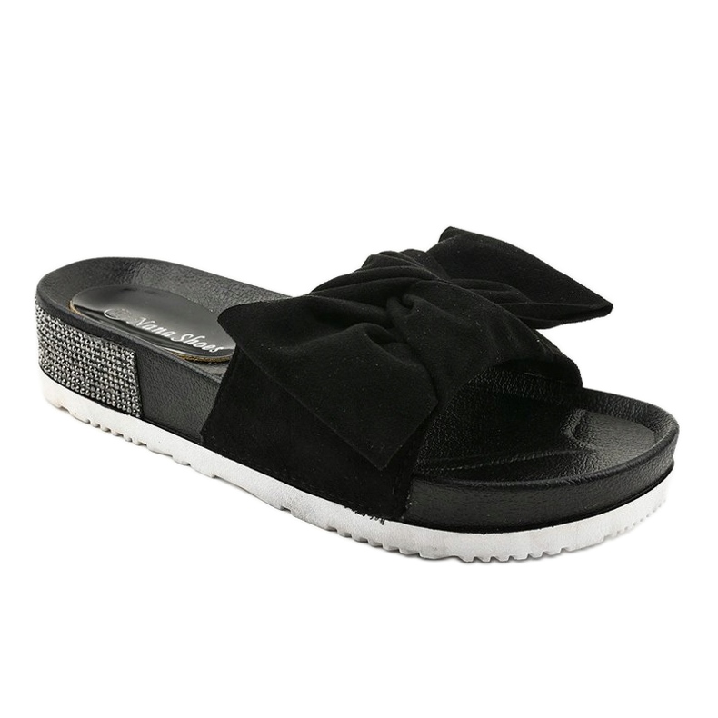 Zapatillas casual negras con lazo LW-10 negro 1 Zapatillas casual negras con lazo LW-10 negro 1