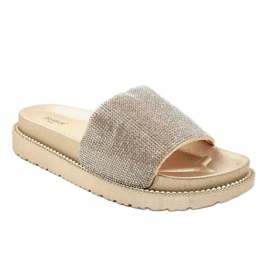 Pantuflas doradas con lentejuelas SF-01 dorado 1 Pantuflas doradas con lentejuelas SF-01 dorado 1