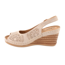 Evento Sandalias de cuña cómodas 20SD98-1862 marrón amarillo 1