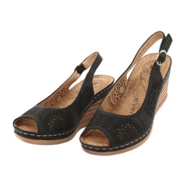 Evento Sandalias de cuña cómodas 20SD98-1862 negro 2