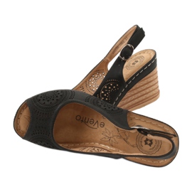 Evento Sandalias de cuña cómodas 20SD98-1862 negro 4 Evento Sandalias de cuña cómodas 20SD98-1862 negro 4