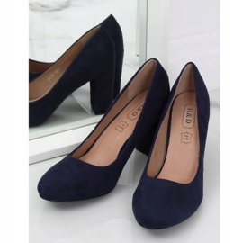 Zapatos de salón en el poste azul marino E08-10 Azul 1
