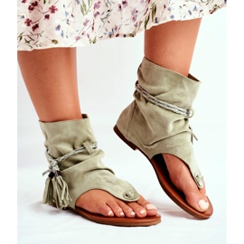 SEA Sandalias de Mujer Chanclas con Vástago Verde SL1011 Madrit 3