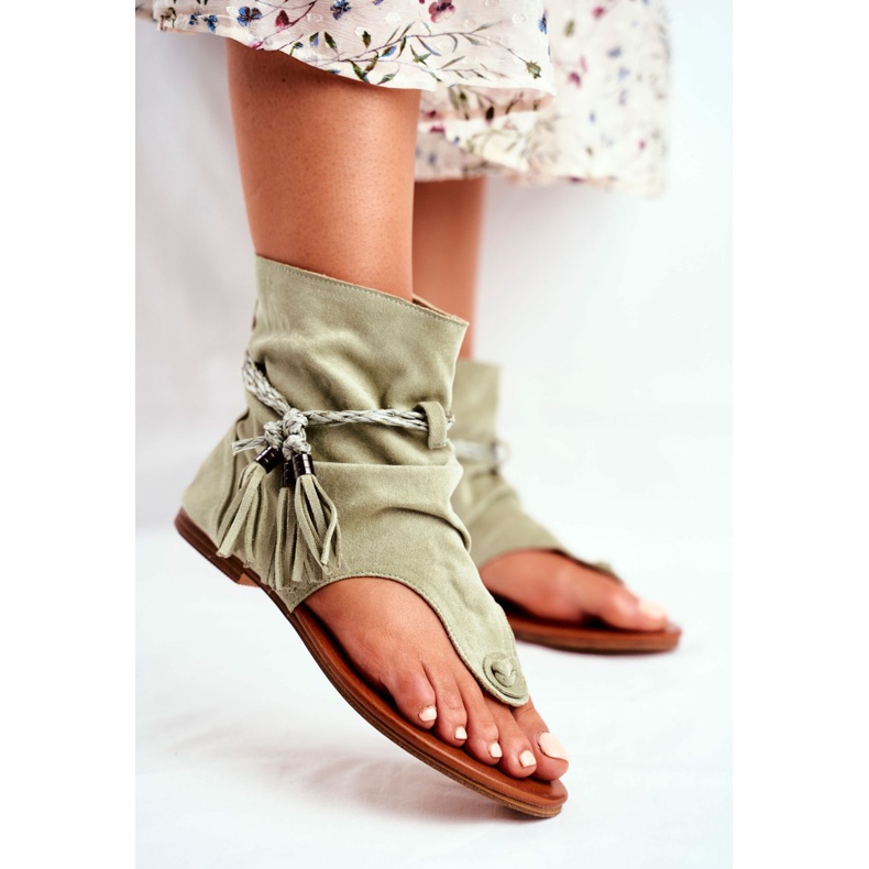 SEA Sandalias de Mujer Chanclas con Vástago Verde SL1011 Madrit 2