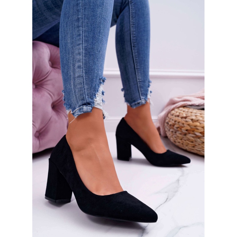 FRJ De Mujer Zapatos De Salón Con Tacón Ante Negro Femmini 1