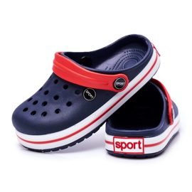 Zapatillas para niño, niña, cocodrilos de espuma para niños azul marino rojo 2