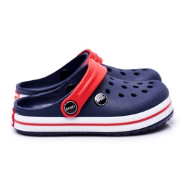 Zapatillas para niño, niña, cocodrilos de espuma para niños azul marino rojo 1