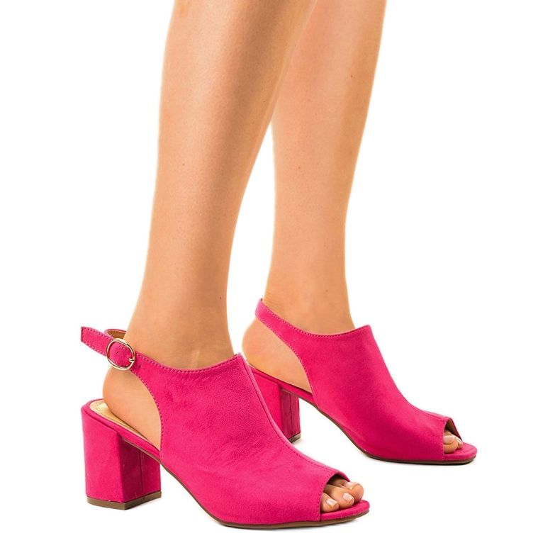 Sandalias rosa de tacón con empeine Z029 1