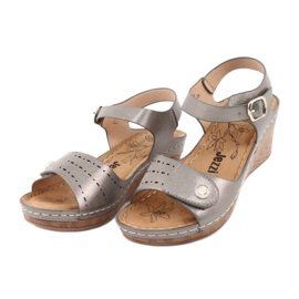 Evento Sandalias de mujeres metálicas en la cuña 9SD98-0980 Gray gris 2